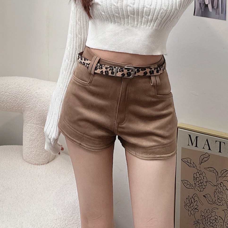 百搭麂皮打底短褲(附皮帶)/二色