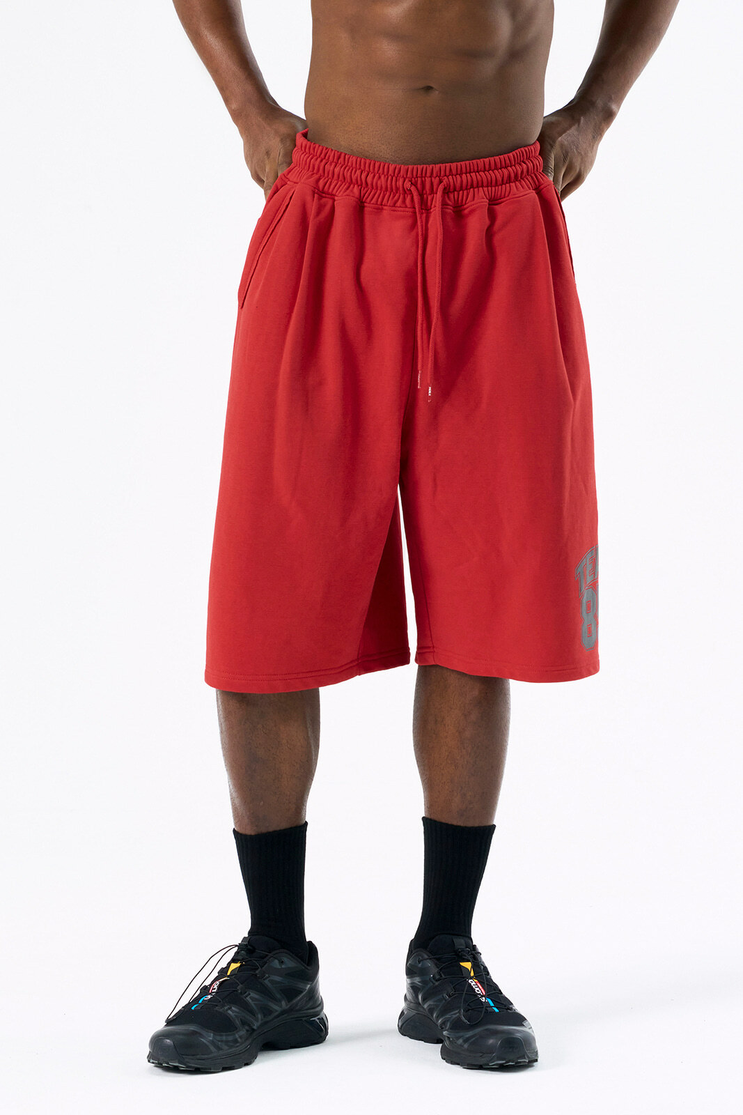 HDEX Classic Pintuck Sweat Shorts - RED