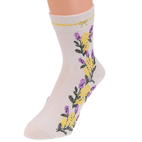薰衣草圖案短襪