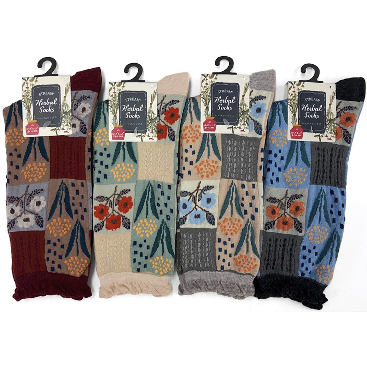 拼接花圖案短襪