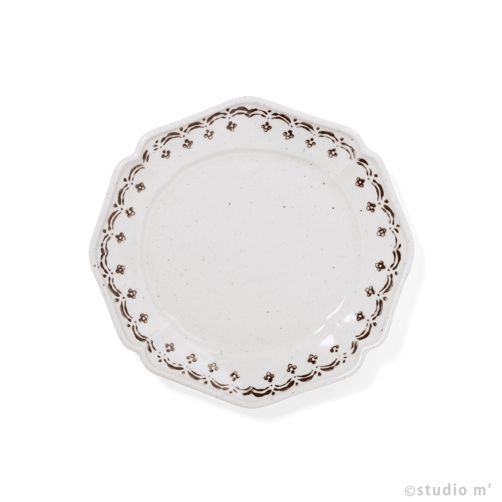 STUDIO M' - Vignette 繪付花邊圓盤 / 15cm / 茶
