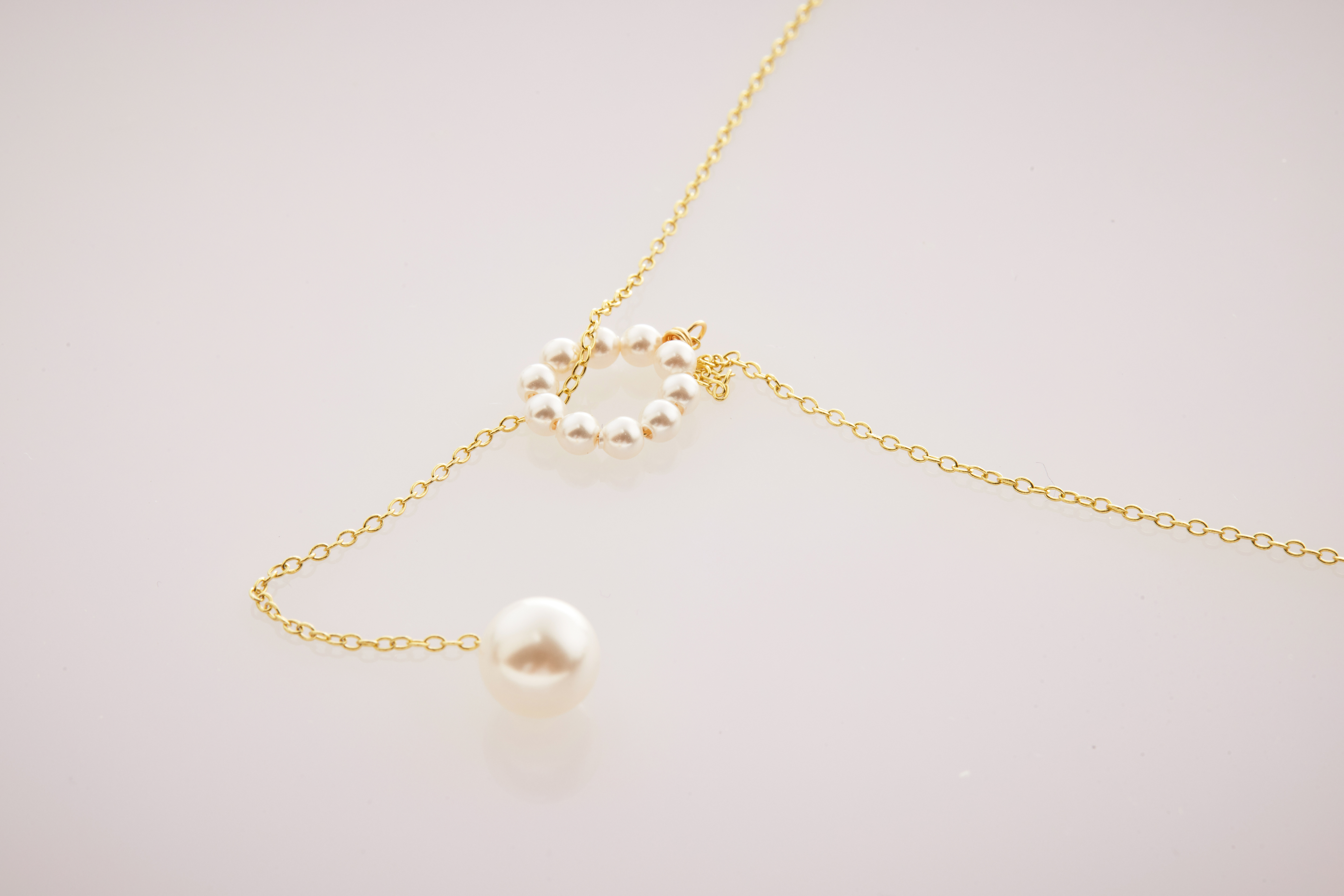 N760 | 純銀珍珠花圈Y字長鍊