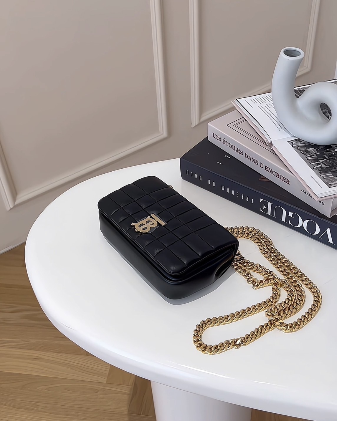 BURBERRY｜LOLA TB 迷你鏈條包 黑金