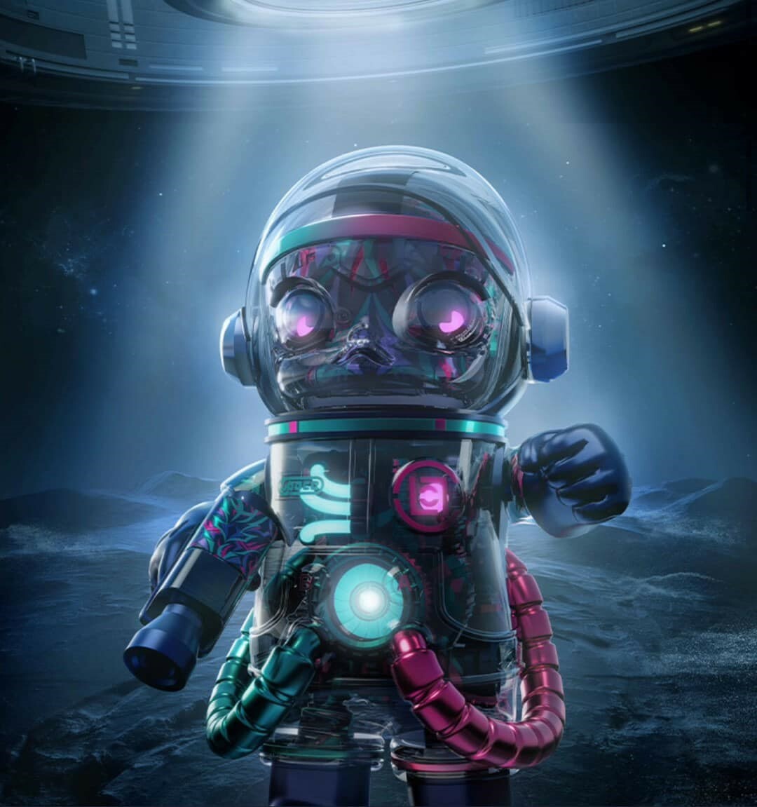 POPMART 泡泡瑪特 MEGA SPACE MOLLY x CLOT 凝結集團 發光 粉綠荊棘 400%