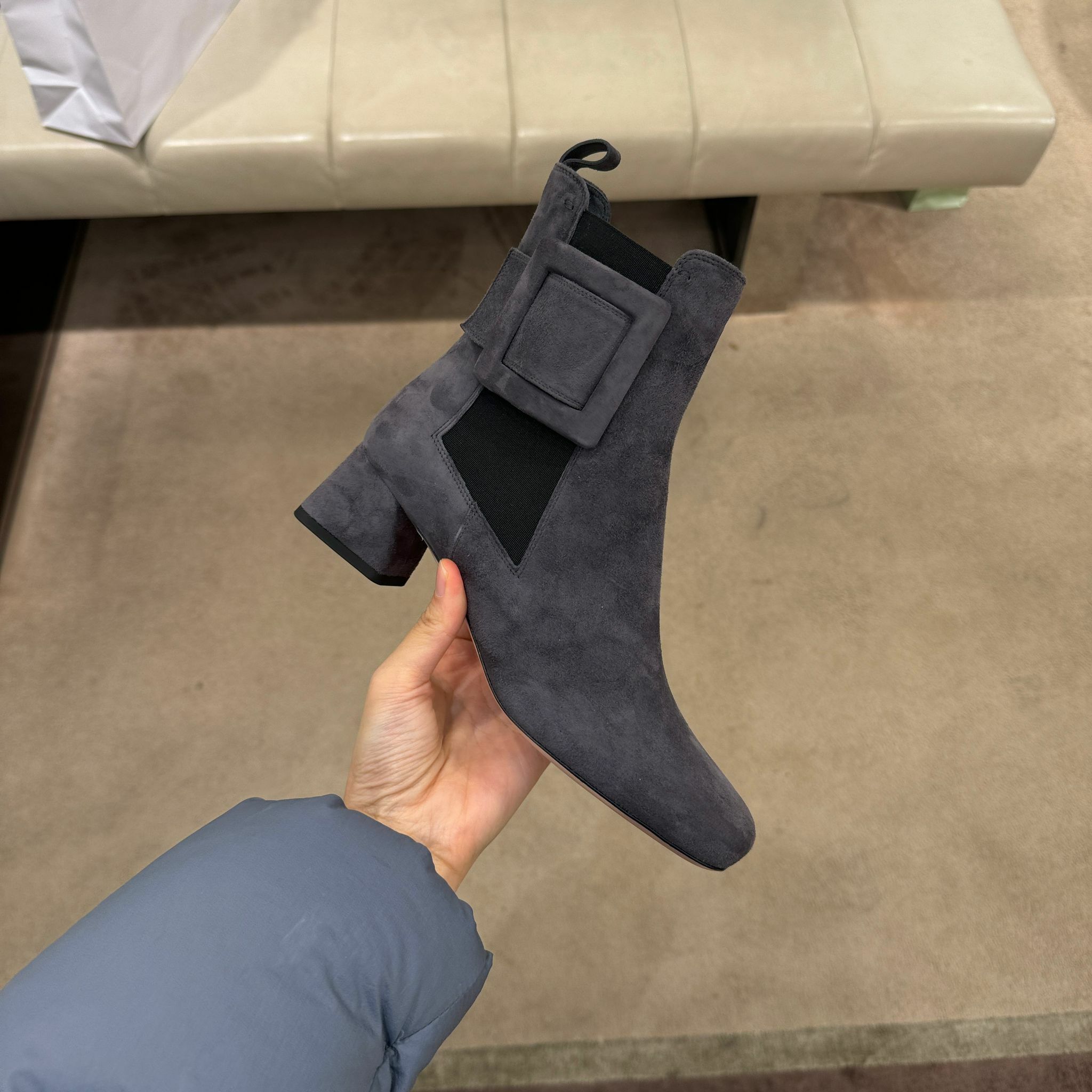 Roger Vivier RV tres Vivier covered buckle boots grey