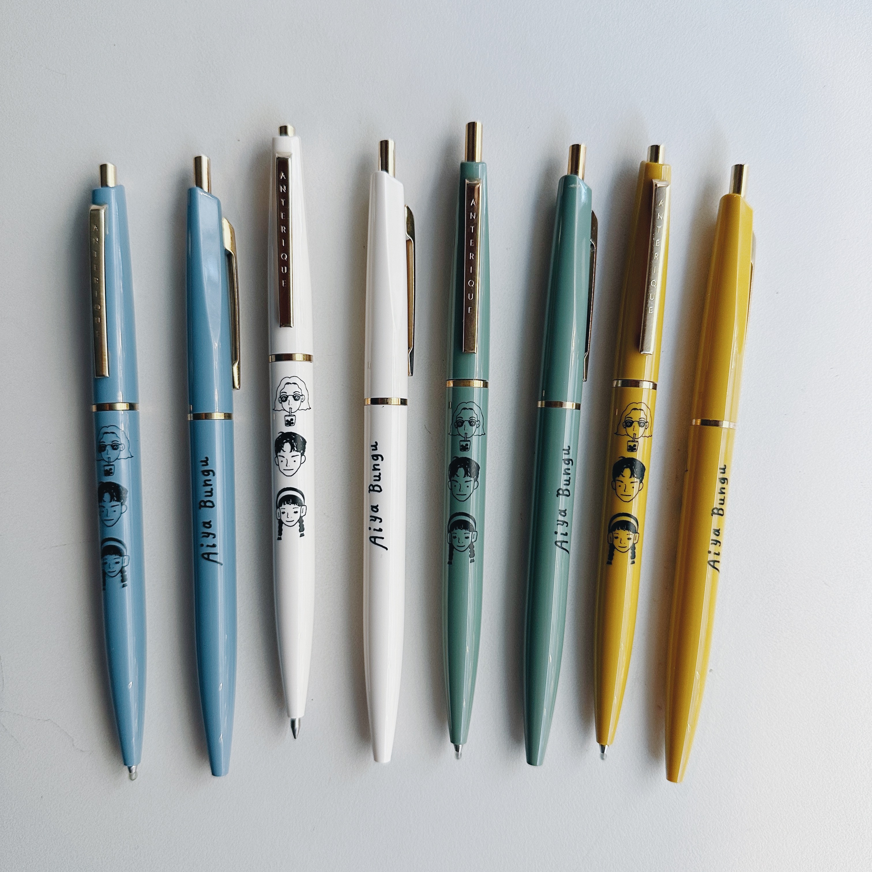 愛治聯名_文具店裡的人 復古金夾原子筆 0.5mm油性 ｜日本ANTERIQUE