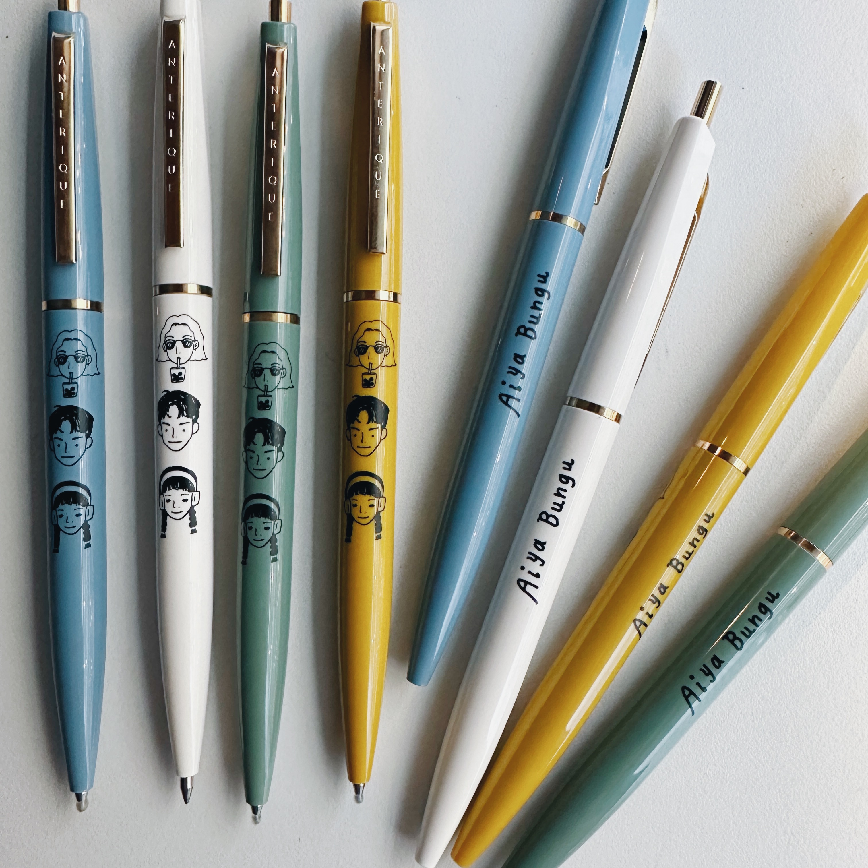 愛治聯名_文具店裡的人 復古金夾原子筆 0.5mm油性 ｜日本ANTERIQUE