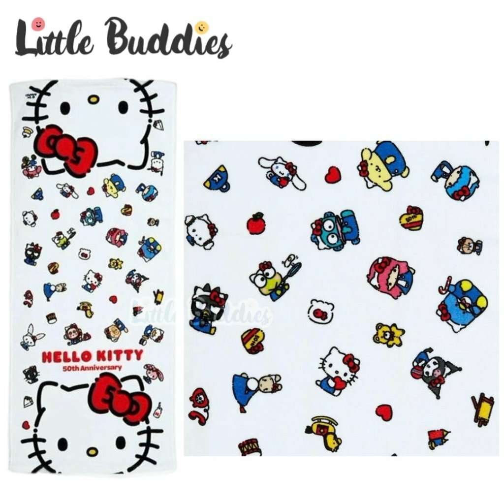 日本 Sanrio Hello Kitty 50周年 朋友慶祝系列 長毛巾