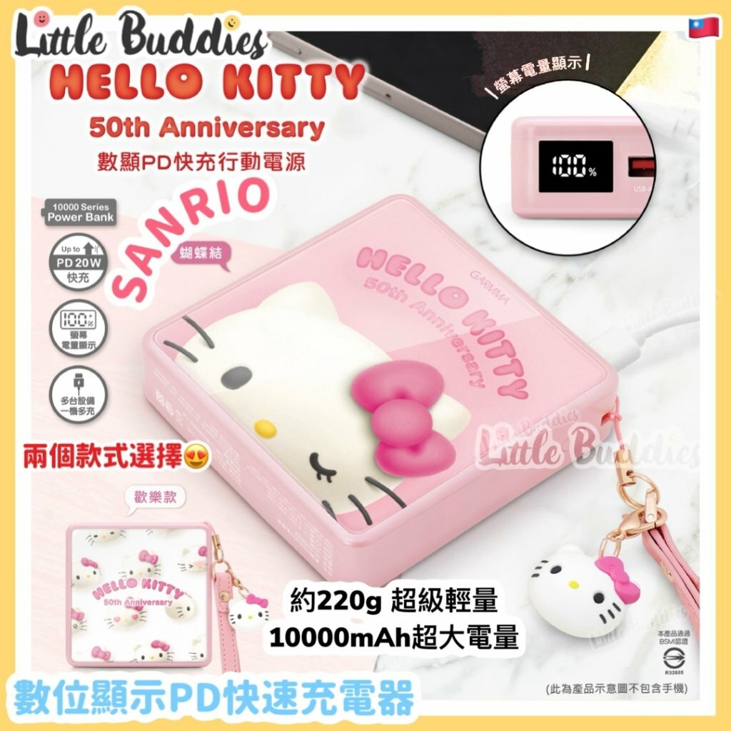台灣 Sanrio Hello Kitty 50周年 數位顯示PD快速充電器