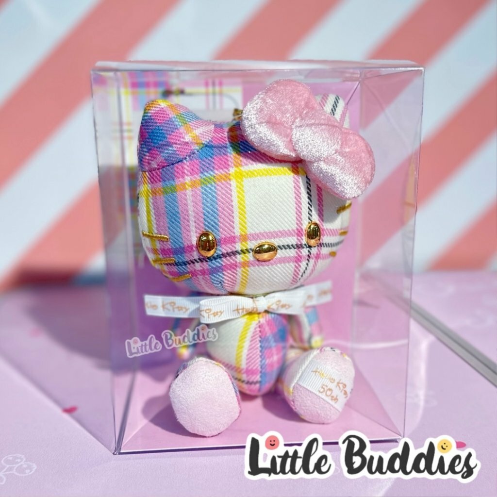 日版 Sanrio Hello Kitty 50周年格仔系列 - 金鏈公仔匙扣