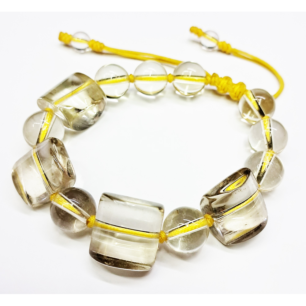 方形茶黃晶手珠10mm【十方】131354