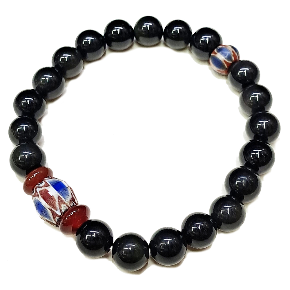 雪弗蘭琉璃&黑曜石手珠8mm【十方】153544