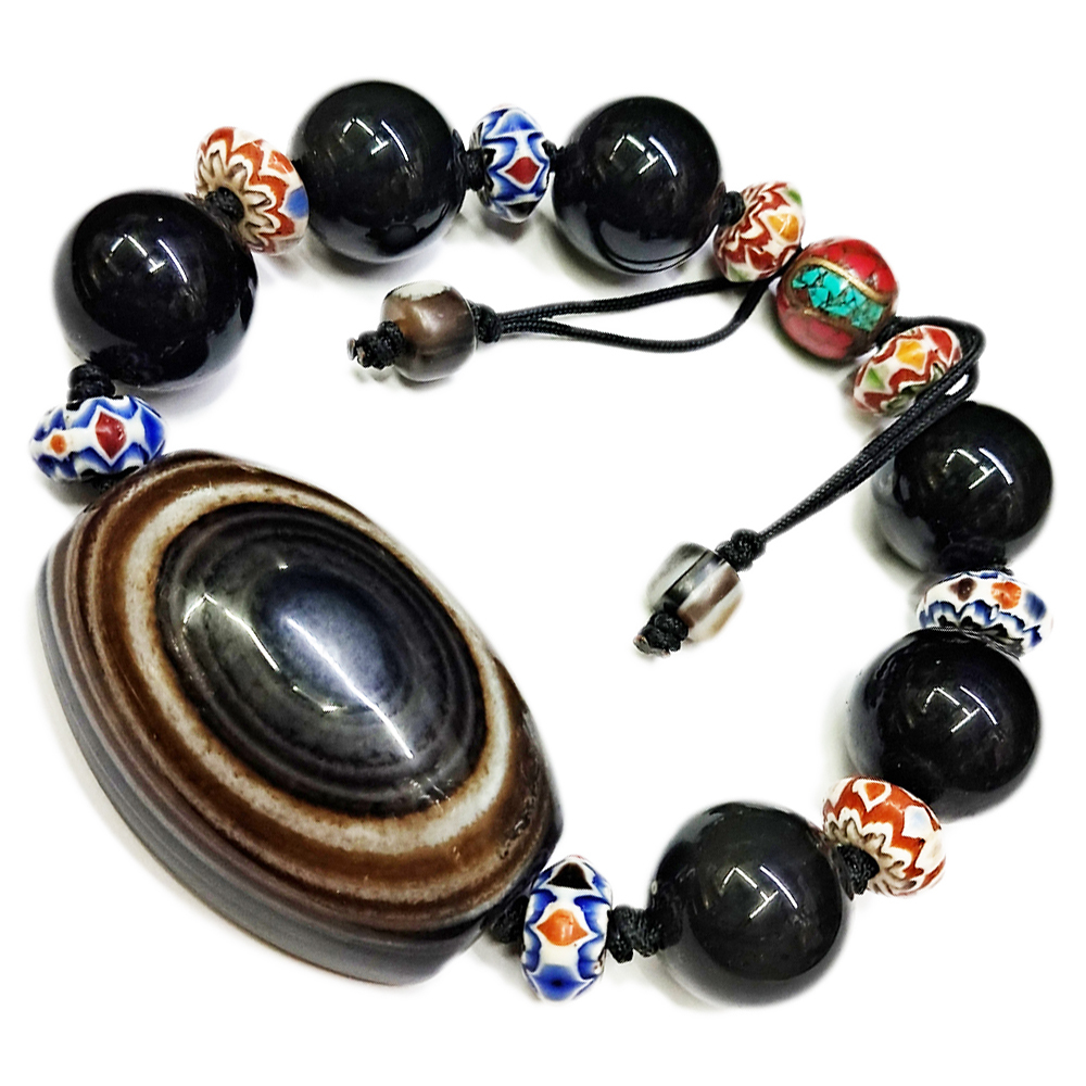 天眼珠&黑曜岩手珠15mm【十方】134391