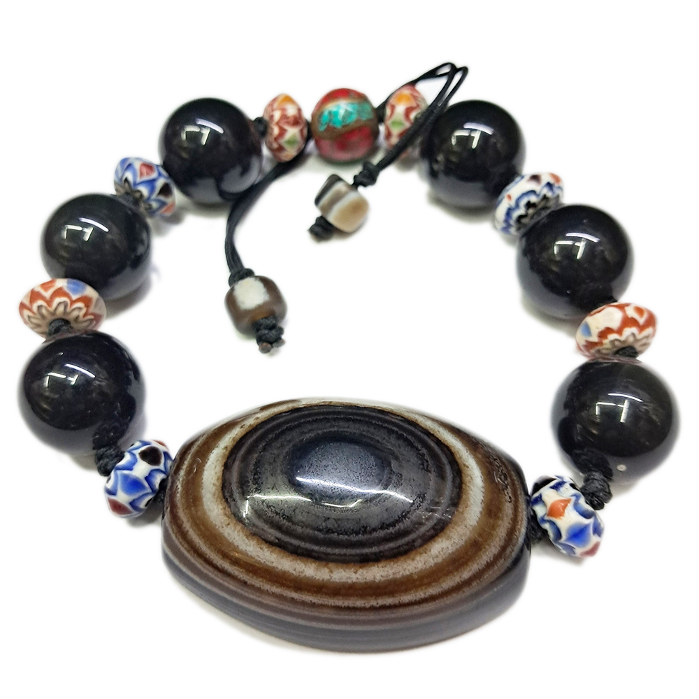 天眼珠&黑曜岩手珠15mm【十方】134391