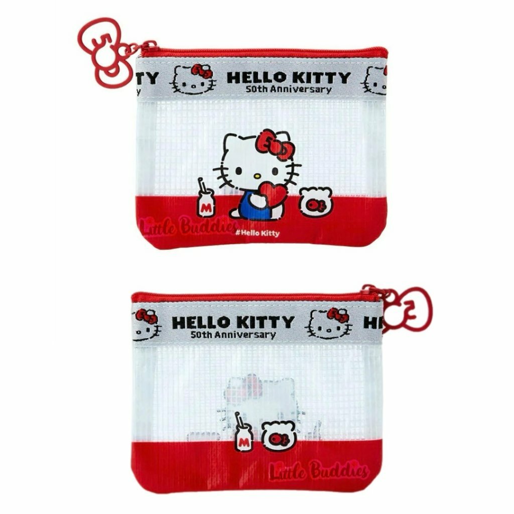 日本 Sanrio Hello Kitty 50周年 朋友慶祝系列 多功能扁身拉鏈袋