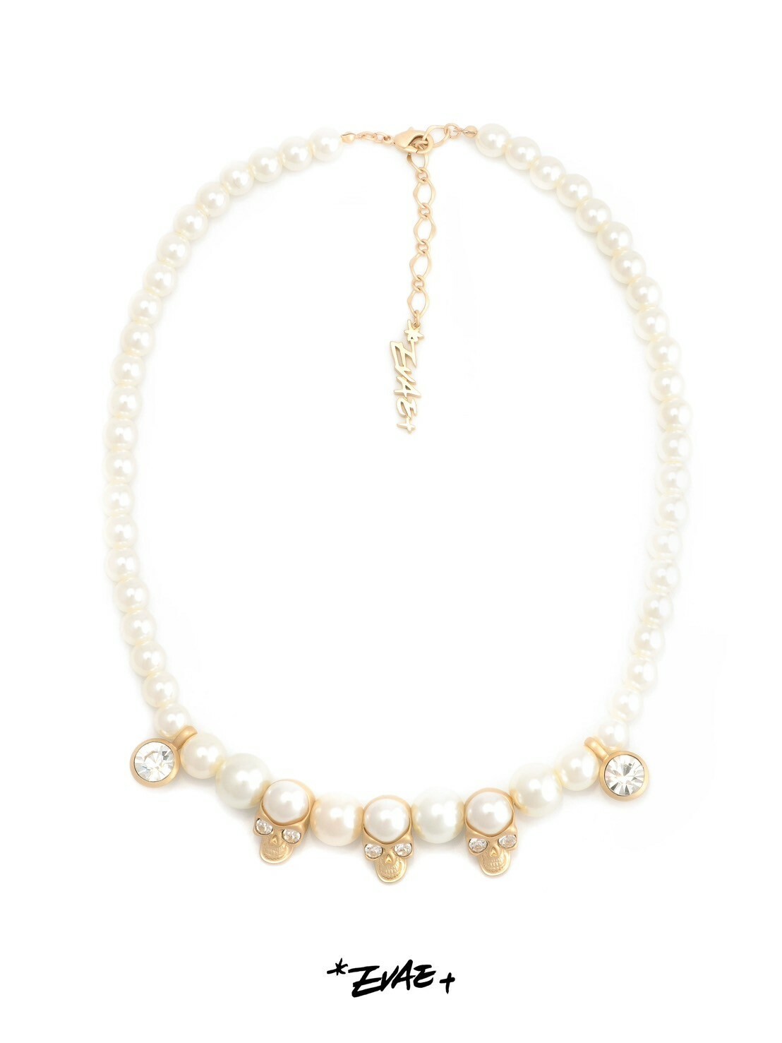 EVAE+白色珍珠骷髏項鍊