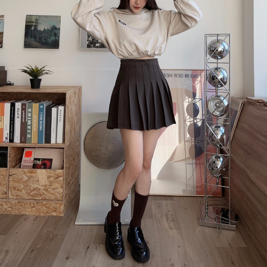 自訂-霧面質感呢料百褶裙-3色 毛呢短裙(現貨)