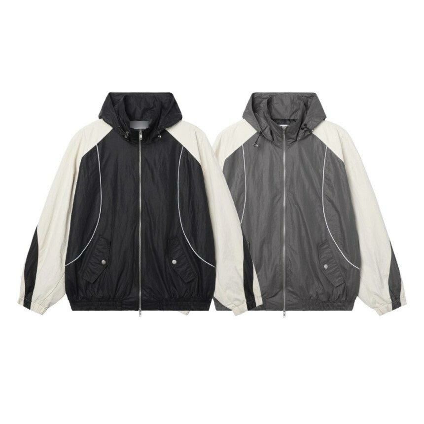 拼色連帽拉鍊外套 Lowell-026JK