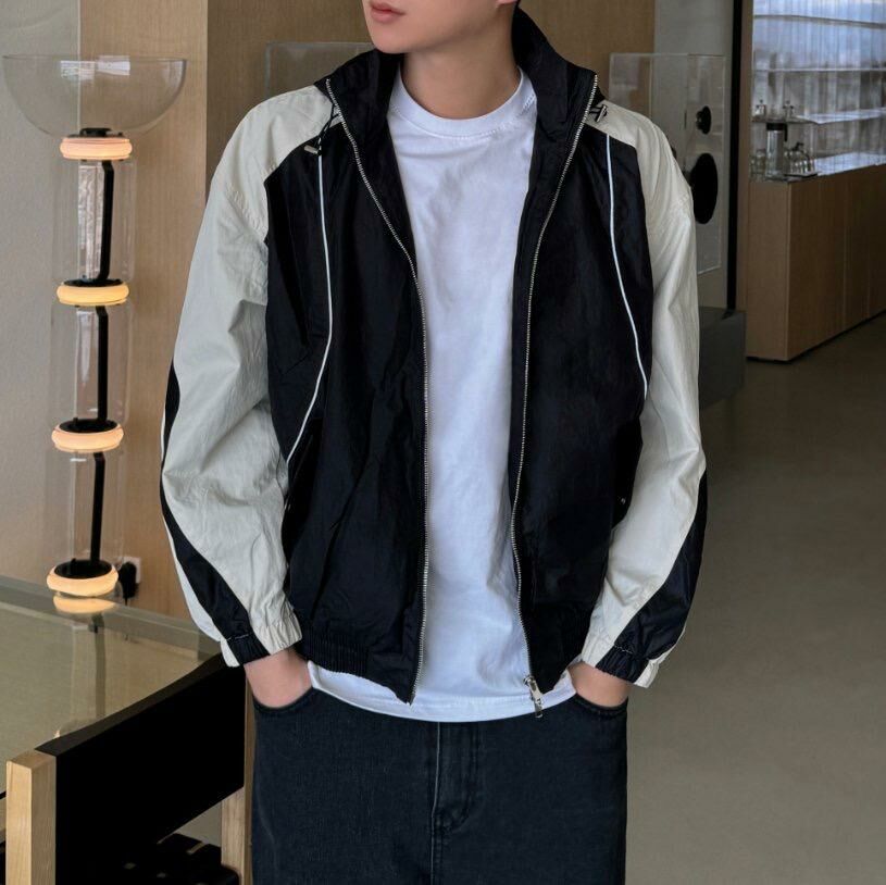 拼色連帽拉鍊外套 Lowell-026JK