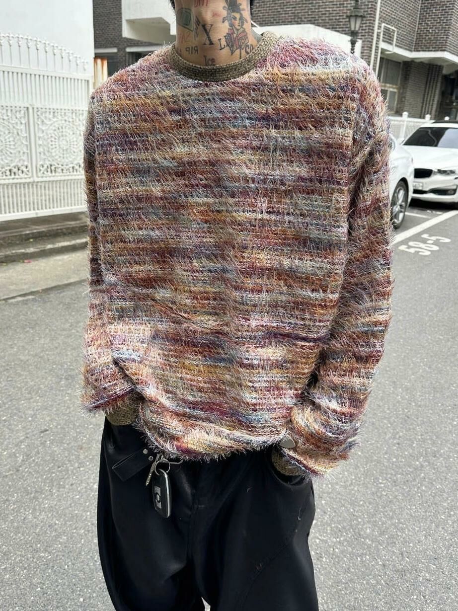 圓領混色針織衫 Crunky_youth-074T