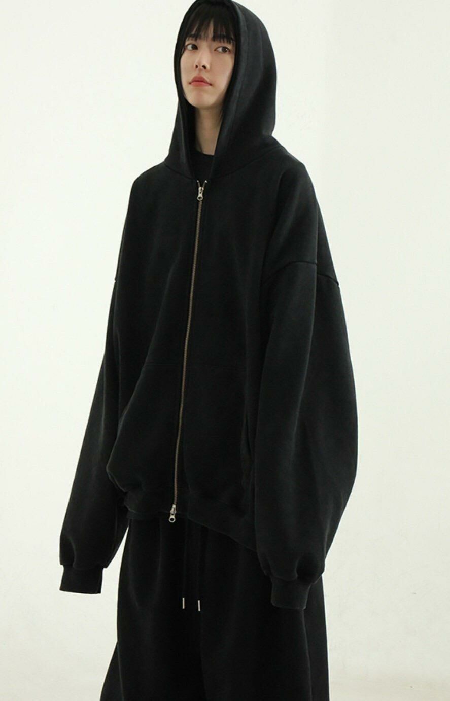 洗水淨色連帽拉鍊外套 GLAMOUR-046JK