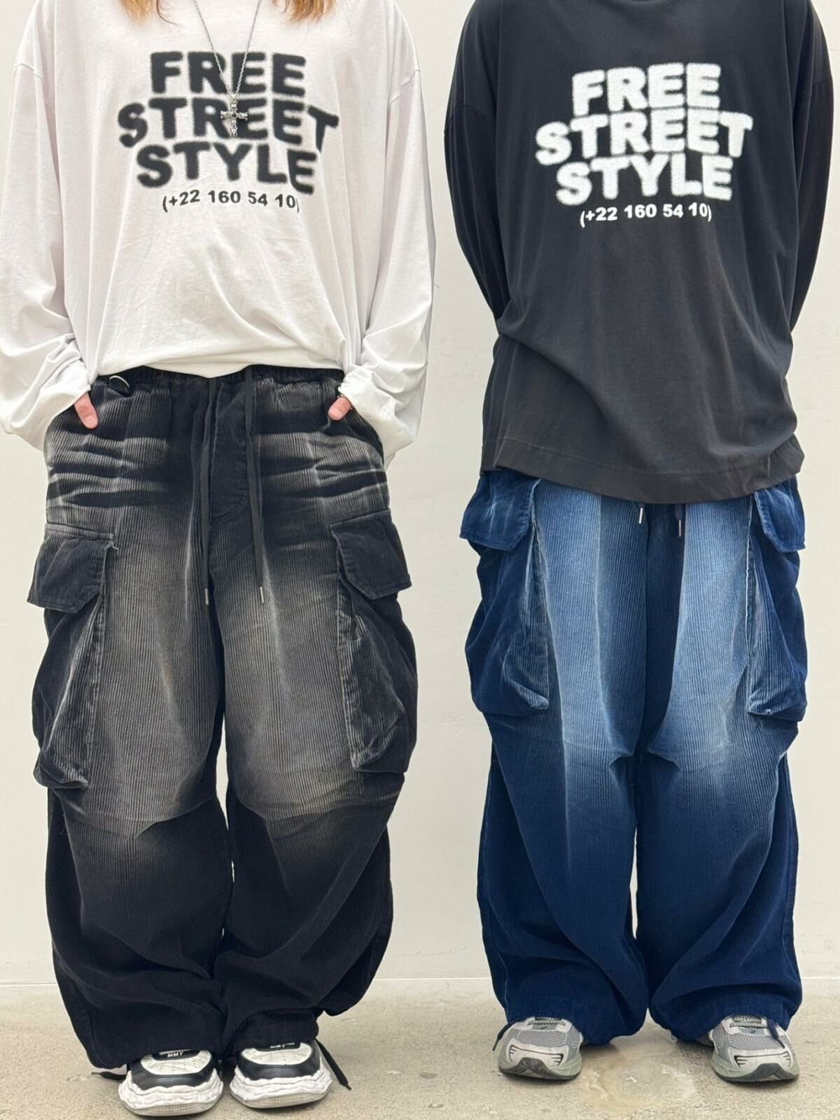 薄燈心絨可束腳工裝鬆身褲 GLAMOUR-048P