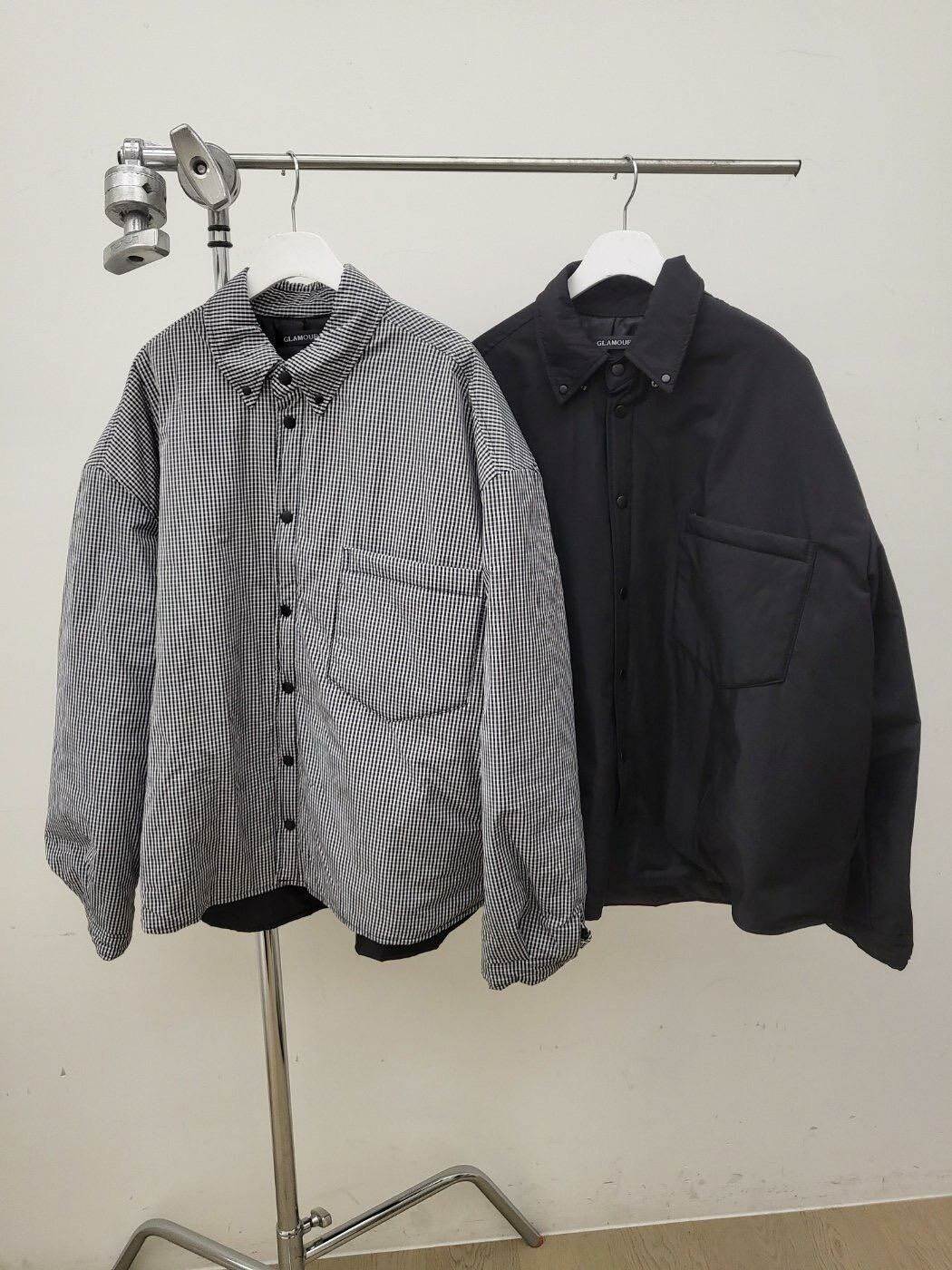 格仔/淨色長袖恤衫外套(薄夾棉) GLAMOUR-051JK