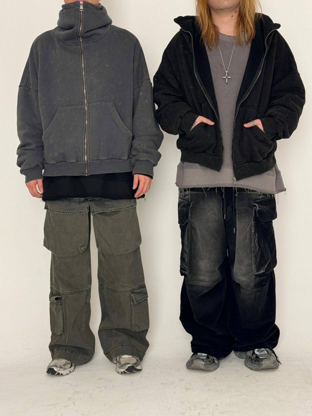 洗水淨色連帽拉鍊外套(薄抓毛底) GLAMOUR-053JK