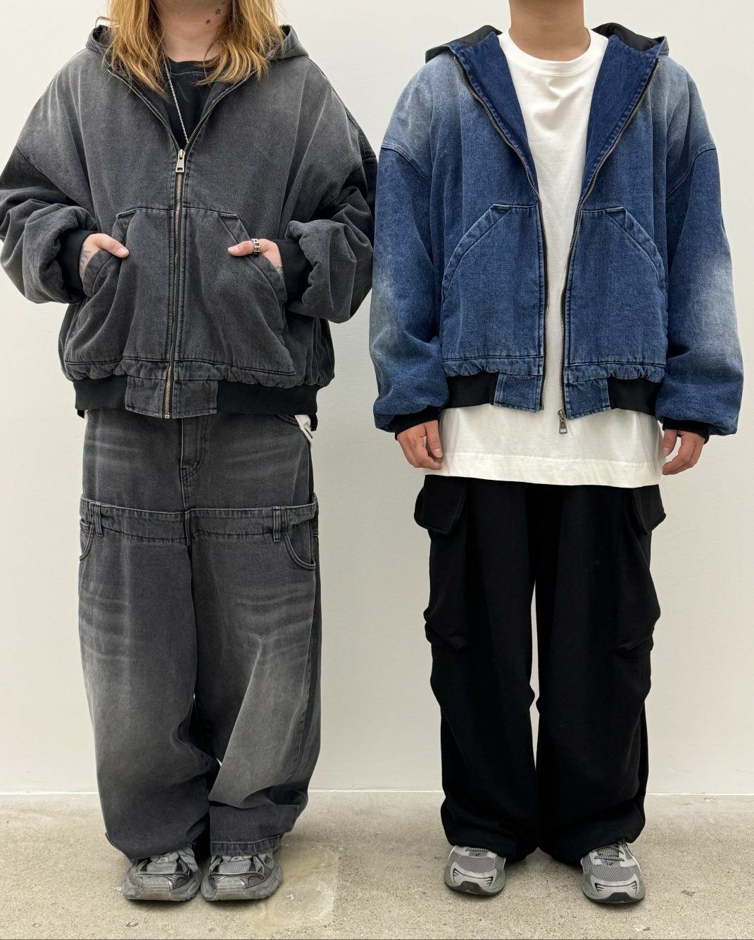 洗水連帽拉鍊牛仔外套(薄夾棉) GLAMOUR-055JK