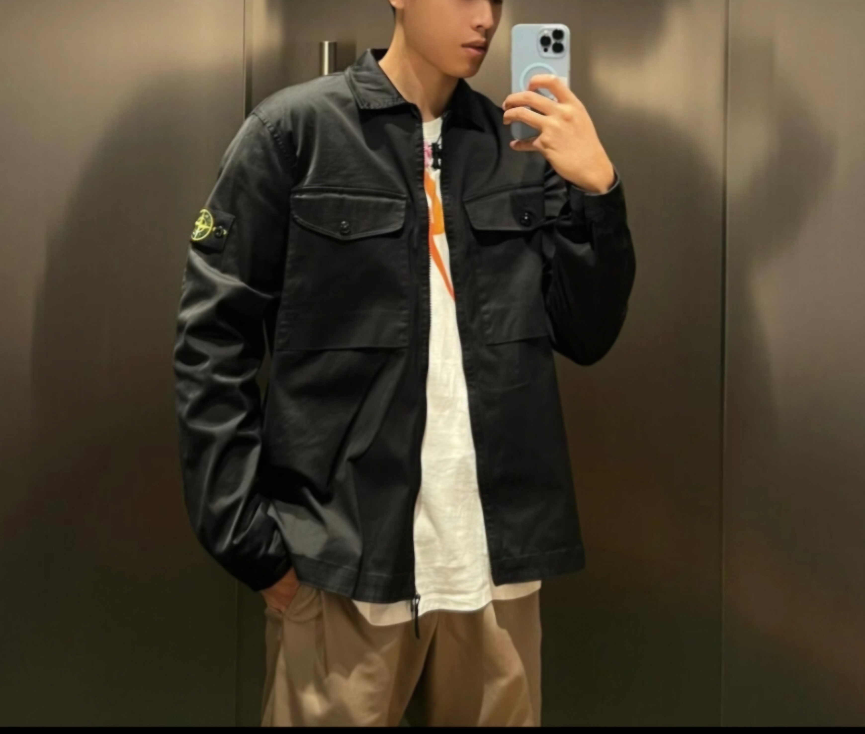 【代購】 Stone Island 石頭島 石島 10812 黑色 翻領 襯衫夾克 拉鍊外套 NOV