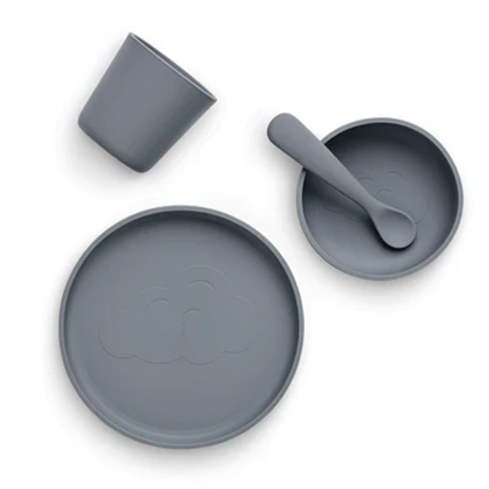 荷蘭Jollein 兒童矽膠餐具組-Storm Grey