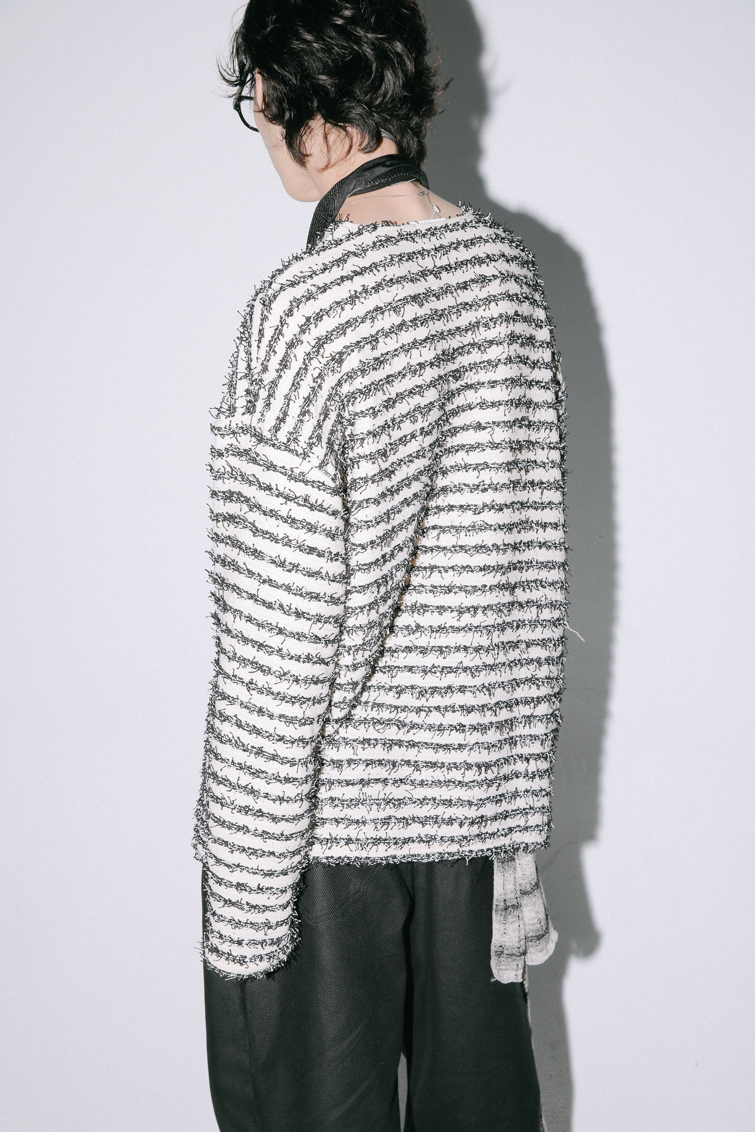 Tweed Strip Fringe Long Sleeve #長袖