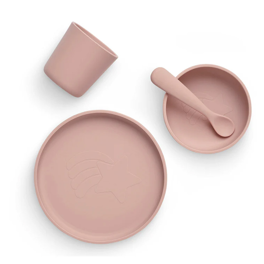 荷蘭Jollein 兒童矽膠餐具組-Pale Pink