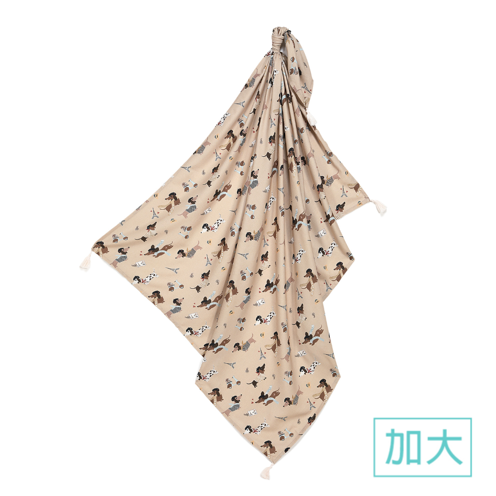 La Millou波蘭 竹纖涼感巾加大(140x110cm)｜抗菌包巾｜巴黎臘腸狗