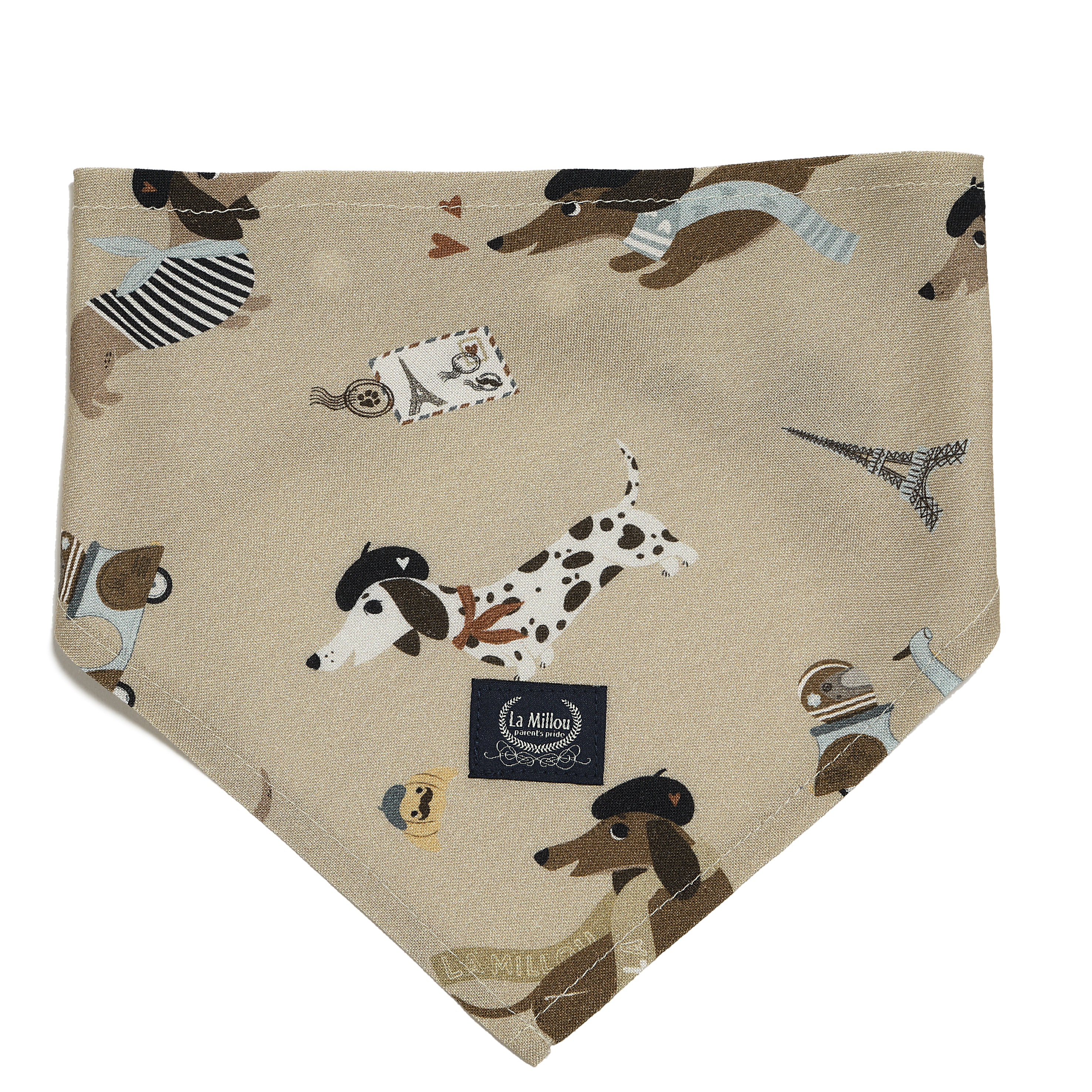 La Millou波蘭 竹纖涼感口水兜｜抗菌口水兜｜巴黎臘腸狗