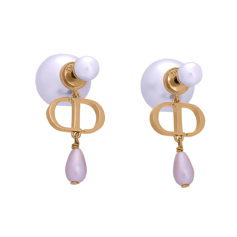 【CHRISTIAN DIOR】Tribales 垂墜水滴珍珠針式耳環