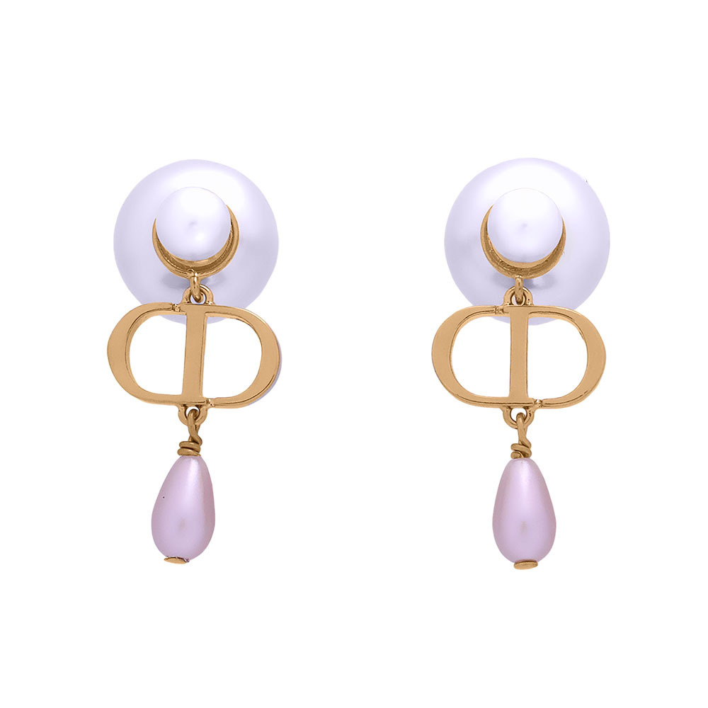 【CHRISTIAN DIOR】Tribales 垂墜水滴珍珠針式耳環