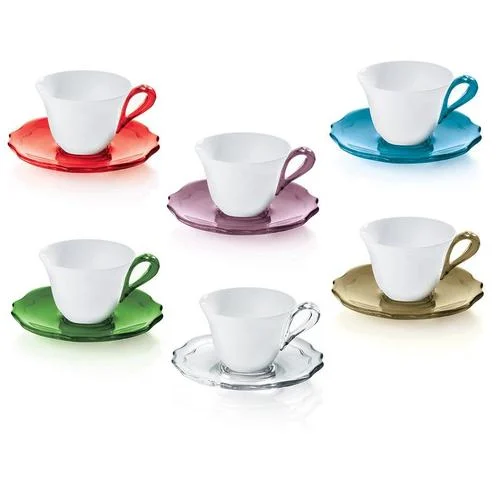 GUZZINI " BELLE EPOQUE" ESPRESSO CUPS SET OF 6 (Blue, Green, Purple, Sand)