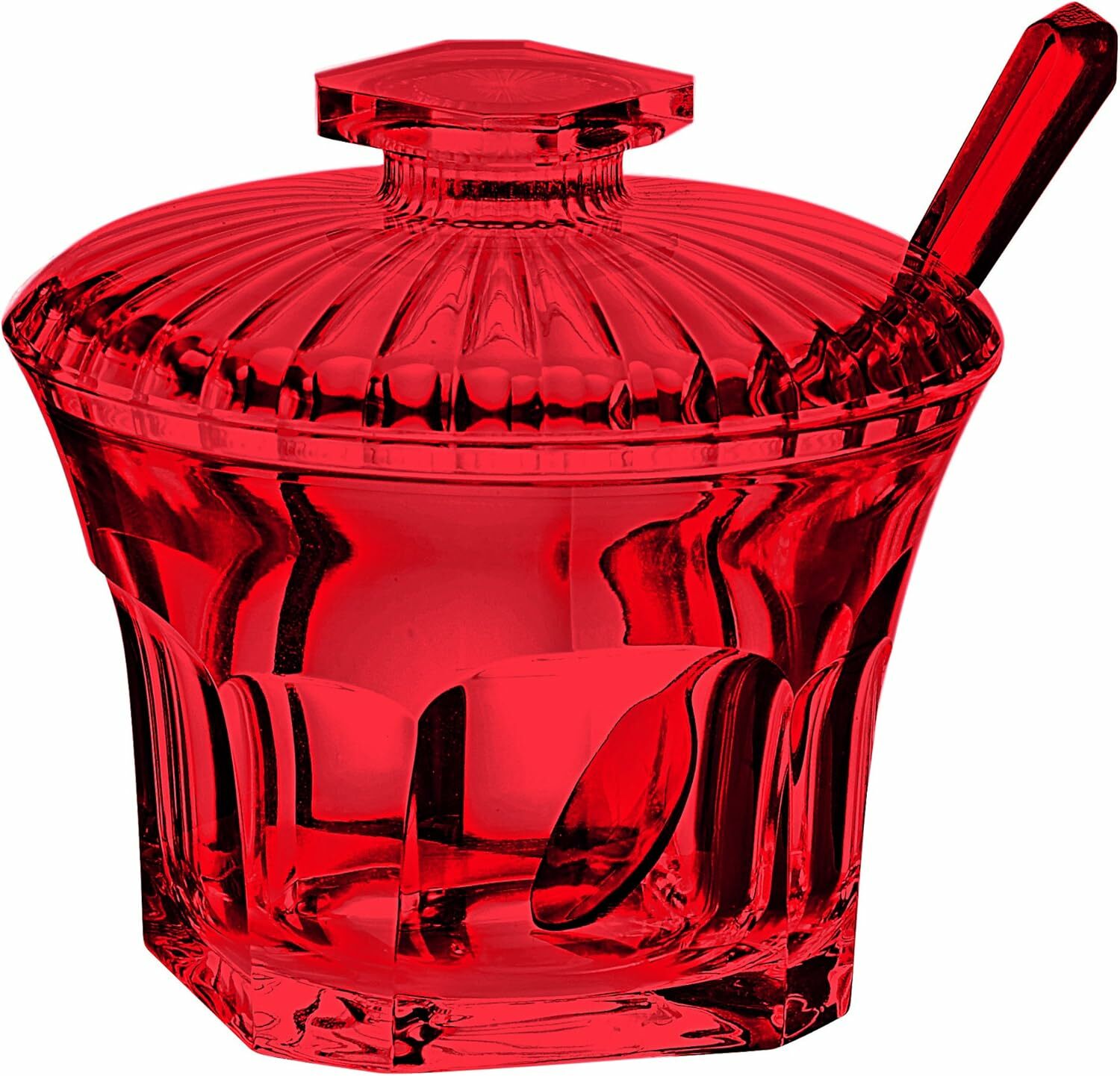 GUZZINI " BELLE EPOQUE" SUGAR BOWL WITH TEASPOON (Blue, Green, Purple, Sand, Red, Transparent)