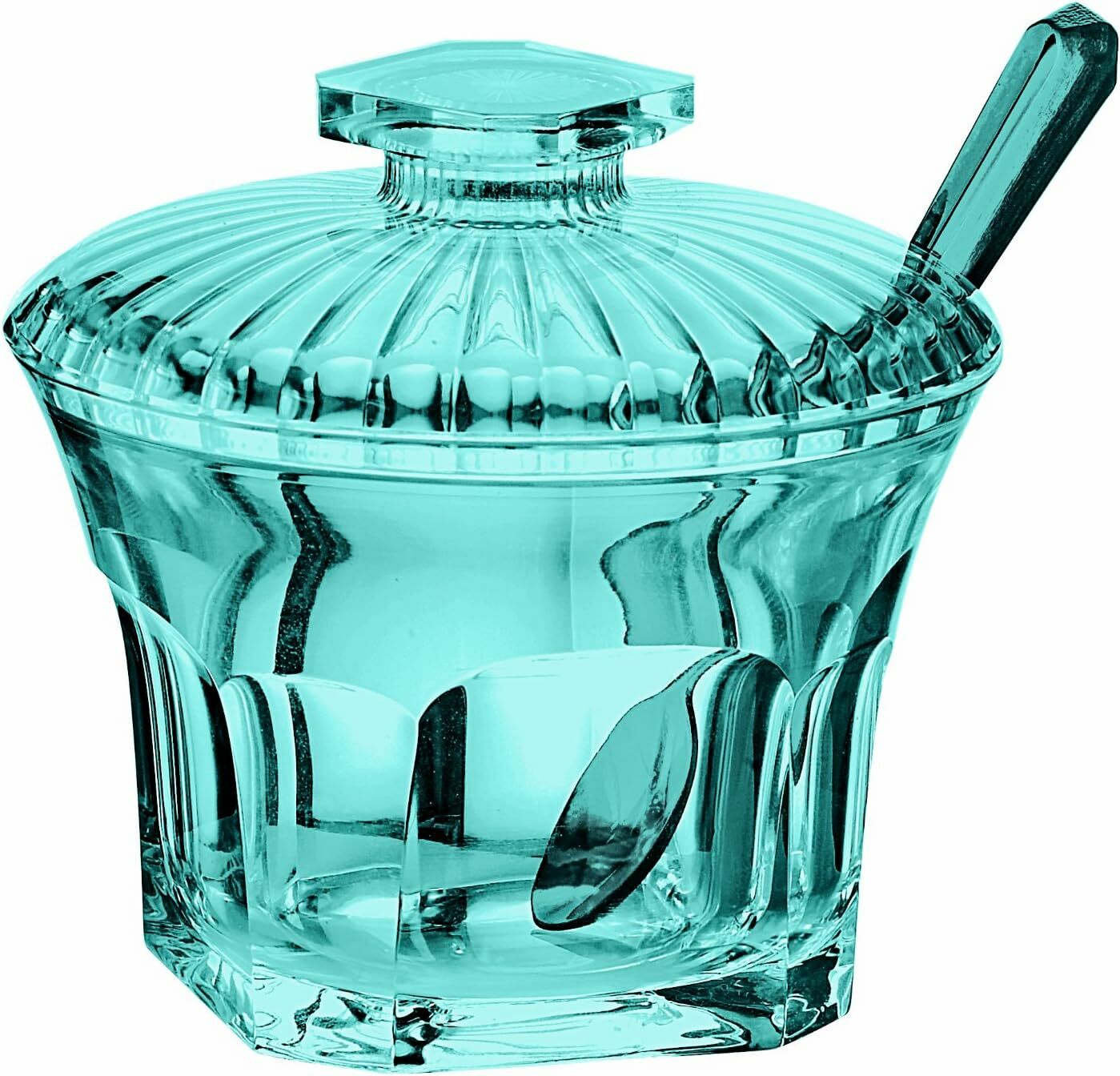 GUZZINI " BELLE EPOQUE" SUGAR BOWL WITH TEASPOON (Blue, Green, Purple, Sand, Red, Transparent)