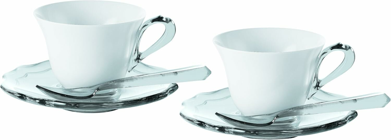 GUZZINI " BELLE EPOQUE" ESPRESSO CUPS WITH TEASPOON SET OF 2 (Blue, Green, Purple, Sand)