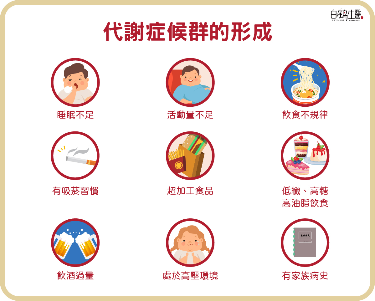代謝症候群的形成因素包括不良生活型態、壓力及遺傳