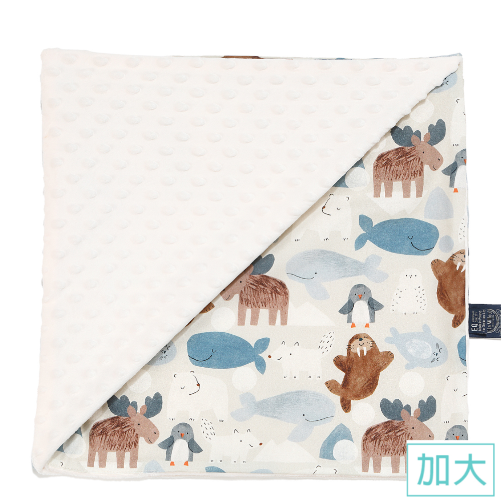 【官網獨家】 La Millou波蘭 單面巧柔豆豆毯加大｜北極好朋友(白底)｜雲朵白