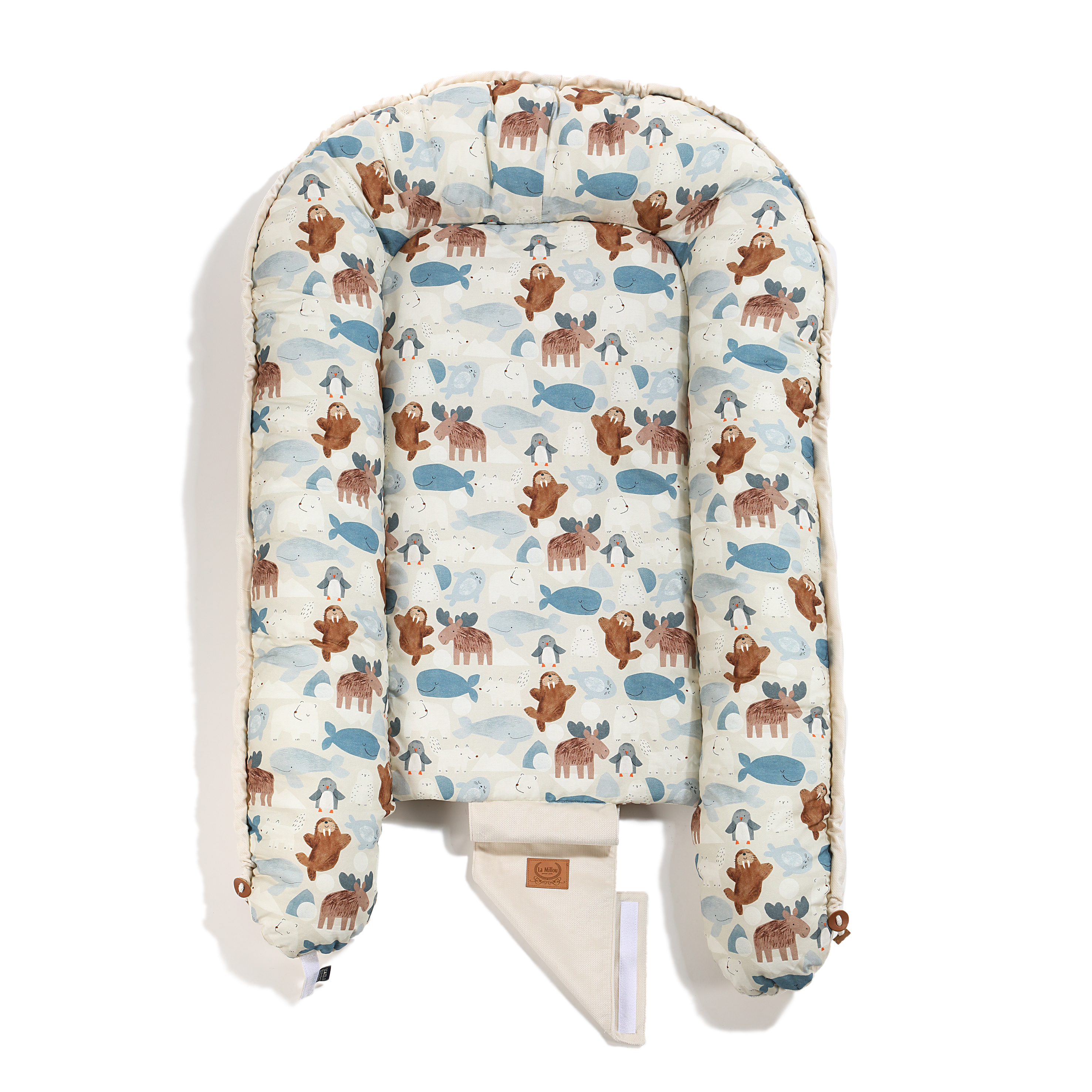 【官網獨家】La Millou波蘭 Velvet頂級棉柔嬰兒睡窩(鋪棉版)｜北極好朋友(白底)｜舒柔純白