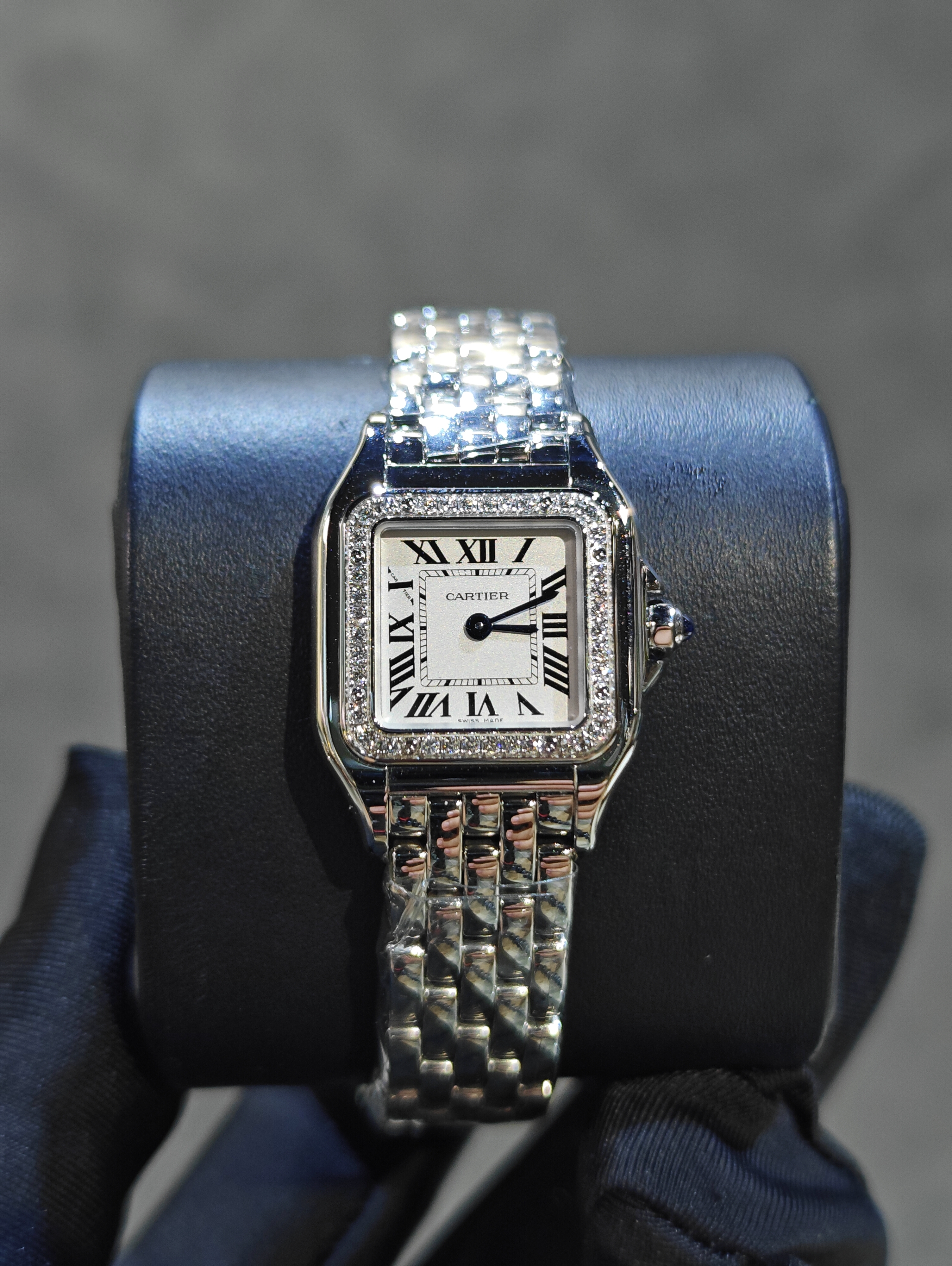 BRAND NEW CARTIER W4PN0016 SILVER DIAL DIAMOND BALLON BLEU DE STEEL STRAP 30 MM