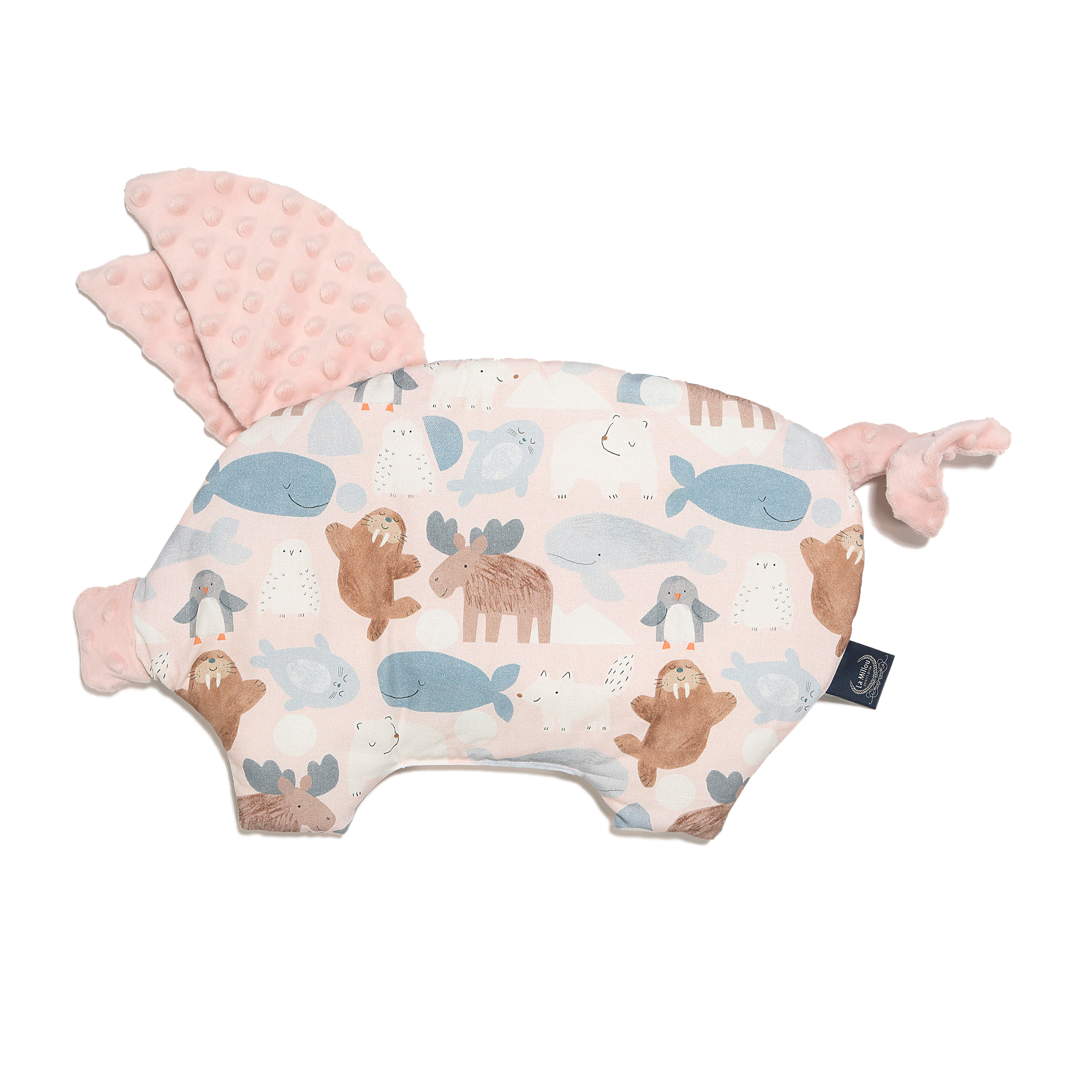 La Millou波蘭 豆豆小豬枕｜北極好朋友(粉底)｜粉嫩氣質膚