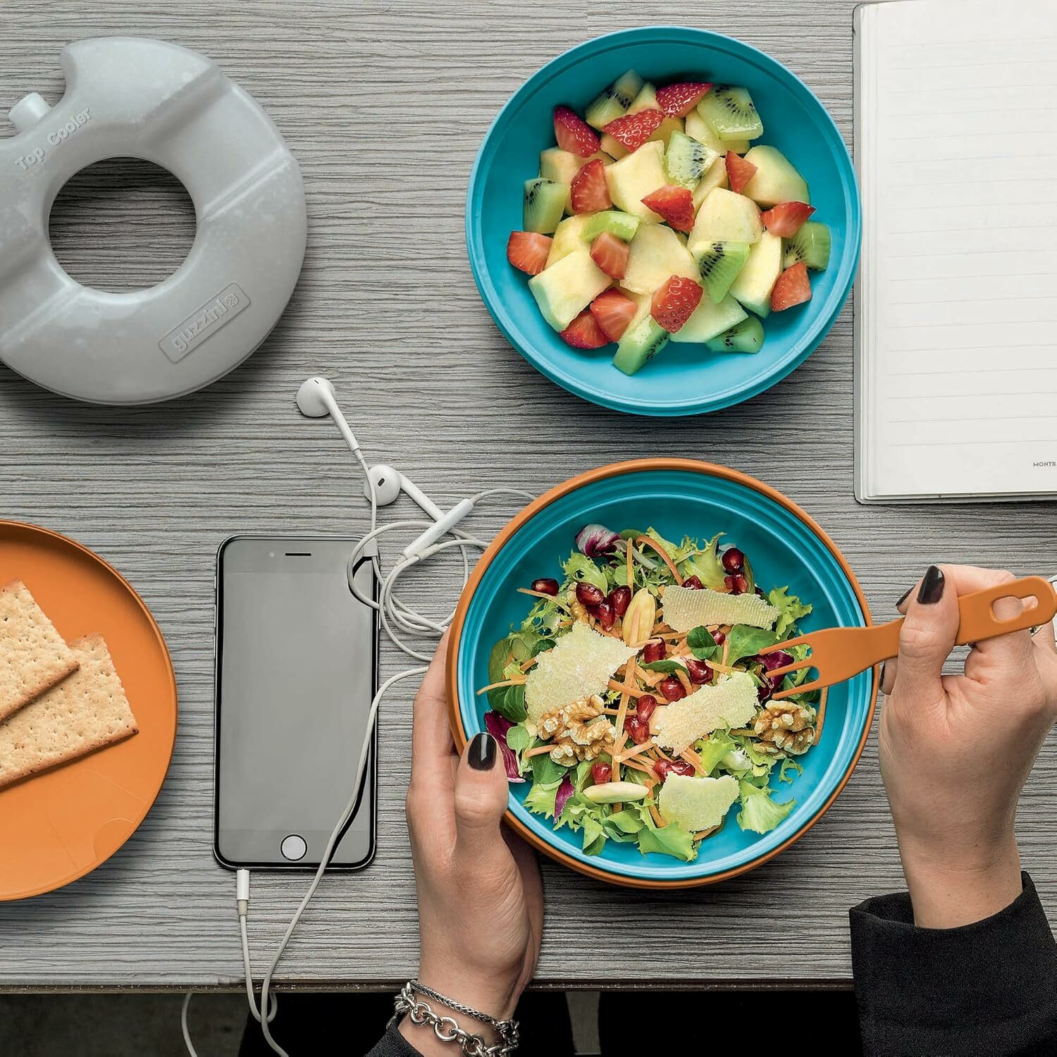 GUZZINI ON THE GO  - SALAD LUNCH BOX - VERSION WITH THREE CONTAINERS (MARINE, MOUNTAIN, URBAN)