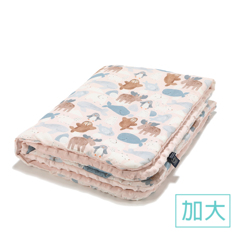 La Millou波蘭 暖膚豆豆毯加大｜北極好朋友(粉底)｜粉嫩氣質膚