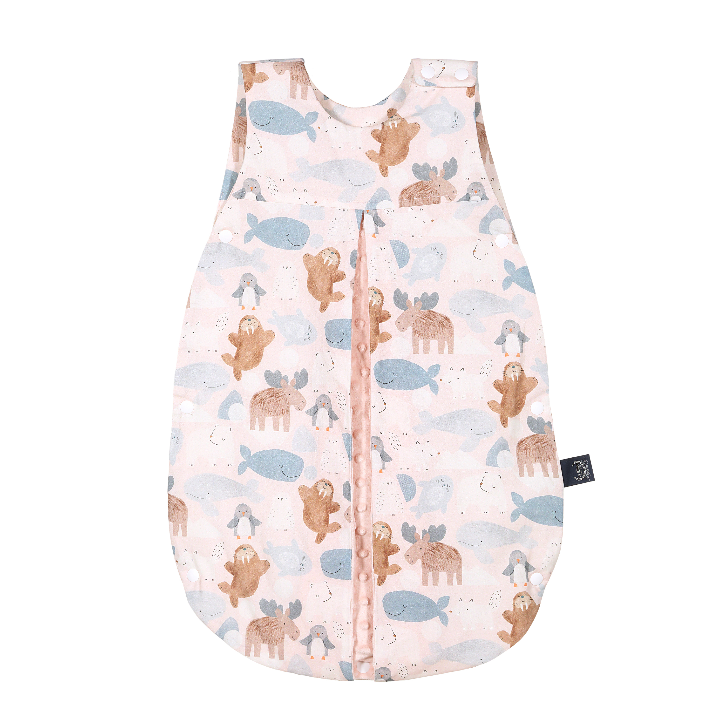 La Millou波蘭 豆豆防踢被/防踢背心分腿扣(70cm)｜北極好朋友(粉底)｜粉嫩氣質膚