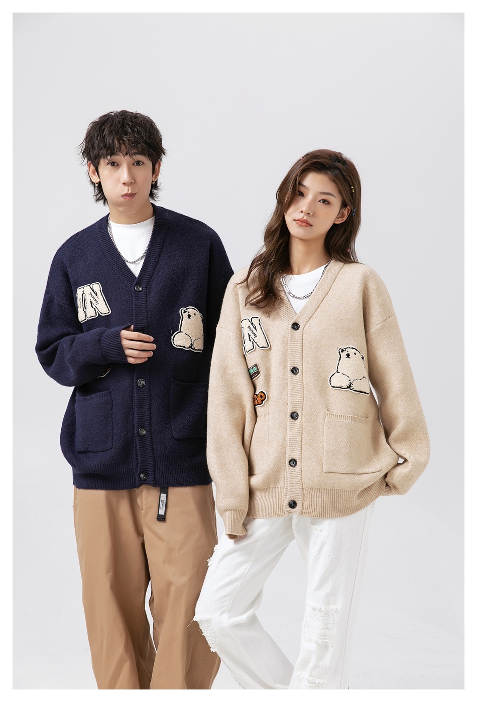 11M16 美式學院風熊熊針織外套 三色